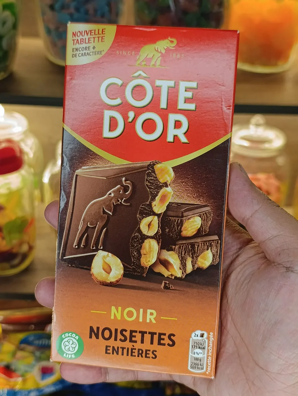 Chocolat côte d'or noir noisettes entières